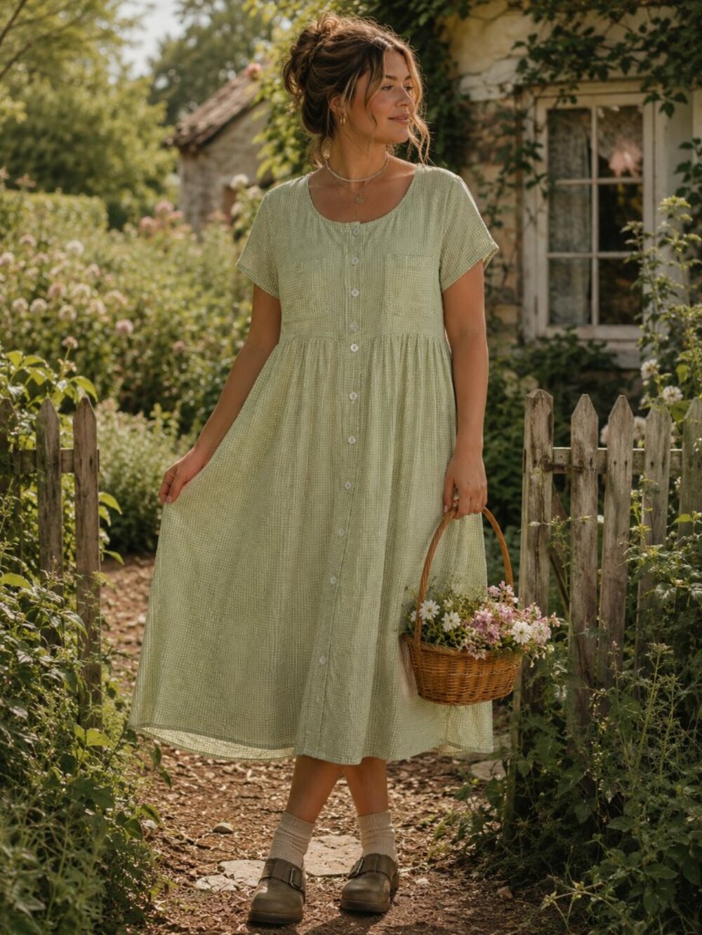 Vintage Erika Green Gingham Dress